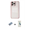 MARSİLYAN™- iPhone 13 Pro Max Kılıf Doruk Doku Prime - Şeffaf Pasifik Cam Ekran Koruyucu + Shine Kamera Lens Koruma Cam - PE