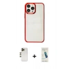 MARSİLYAN™- iPhone 13 Pro Max Kılıf Doruk Doku Prime - Şeffaf Pasifik Cam Ekran Koruyucu + Shine Kamera Lens - GD