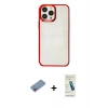 MARSİLYAN™- iPhone 13 Pro Max Kılıf Doruk Doku Prime - Şeffaf Pasifik Cam Ekran Koruyucu + Shine Kamera Lens Koruma Cam - PE