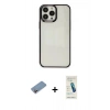 MARSİLYAN™- iPhone 13 Pro Max Kılıf Doruk Doku Prime - Şeffaf Pasifik Cam Ekran Koruyucu + Shine Kamera Lens Koruma Cam - PE