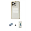 MARSİLYAN™- iPhone 13 Pro Max Kılıf Doruk Doku Prime - Şeffaf Pasifik Cam Ekran Koruyucu + Shine Kamera Lens Koruma Cam - PE
