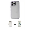 MARSİLYAN™- iPhone 13 Pro Max Kılıf Doruk Doku Prime - Şeffaf Pasifik Cam Ekran Koruyucu + Shine Kamera Lens - GD