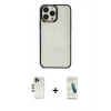 MARSİLYAN™- iPhone 13 Pro Max Kılıf Doruk Doku Prime - Şeffaf Pasifik Cam Ekran Koruyucu + Shine Kamera Lens - GD