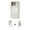 MARSİLYAN™- iPhone 13 Pro Max Kılıf Doruk Doku Prime - Şeffaf Pasifik Cam Ekran Koruyucu + Shine Kamera Lens - GD