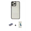 MARSİLYAN™- iPhone 13 Pro Max Kılıf Doruk Doku Prime - Şeffaf Pasifik Cam Ekran Koruyucu + Renkli Kamera Lens Koruma Cam - TU