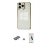 MARSİLYAN™- iPhone 13 Pro Max Kılıf Doruk Doku Prime - Şeffaf Pasifik Cam Ekran Koruyucu + Renkli Kamera Lens Koruma Cam - TU