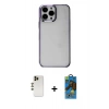 MARSİLYAN™- iPhone 13 Pro Max Kılıf Doruk Doku Prime - Siyah 18D Cam Ekran Koruyucu + Shine Kamera Lens - GD