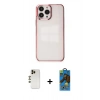 MARSİLYAN™- iPhone 13 Pro Max Kılıf Doruk Doku Prime - Siyah 18D Cam Ekran Koruyucu + Shine Kamera Lens - GD