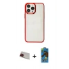 MARSİLYAN™- iPhone 13 Pro Max Kılıf Doruk Doku Prime - Siyah 18D Cam Ekran Koruyucu + Rainbow Kamera Lens Koruma Cam - KI