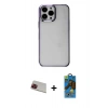 MARSİLYAN™- iPhone 13 Pro Max Kılıf Doruk Doku Prime - Siyah 18D Cam Ekran Koruyucu + Rainbow Kamera Lens Koruma Cam - KI