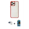 MARSİLYAN™- iPhone 13 Pro Max Kılıf Doruk Doku Prime - Siyah 18D Cam Ekran Koruyucu + Pers Alüminyum Kamera Lens - LT