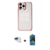 MARSİLYAN™- iPhone 13 Pro Max Kılıf Doruk Doku Prime - Siyah 18D Cam Ekran Koruyucu + Pers Alüminyum Kamera Lens - LT