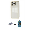 MARSİLYAN™- iPhone 13 Pro Max Kılıf Doruk Doku Prime - Siyah 18D Cam Ekran Koruyucu + Renkli Kamera Lens Koruma Cam - PE