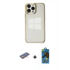 MARSİLYAN™- iPhone 13 Pro Max Kılıf Doruk Doku Prime - Siyah 18D Cam Ekran Koruyucu + Renkli Kamera Lens Koruma Cam - TU