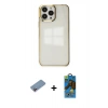 MARSİLYAN™- iPhone 13 Pro Max Kılıf Doruk Doku Prime - Siyah 18D Cam Ekran Koruyucu + Shine Kamera Lens Koruma Cam - PE