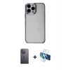 MARSİLYAN™- iPhone 13 Pro Max Kılıf Doruk Doku Prime - Siyah 3D Antistatik Cam Ekran Koruyucu + Neon Fosforlu Kamera Lens - BZ