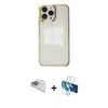 MARSİLYAN™- iPhone 13 Pro Max Kılıf Doruk Doku Prime - Siyah 3D Antistatik Cam Ekran Koruyucu + Pers Alüminyum Kamera Lens - SABE