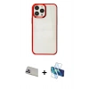 MARSİLYAN™- iPhone 13 Pro Max Kılıf Doruk Doku Prime - Siyah 3D Antistatik Cam Ekran Koruyucu + Rainbow Kamera Lens Koruma Cam - MR