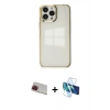 MARSİLYAN™- iPhone 13 Pro Max Kılıf Doruk Doku Prime - Siyah 3D Antistatik Cam Ekran Koruyucu + Rainbow Kamera Lens Koruma Cam - KI