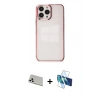 MARSİLYAN™- iPhone 13 Pro Max Kılıf Doruk Doku Prime - Siyah 3D Antistatik Cam Ekran Koruyucu + Rainbow Kamera Lens Koruma Cam - BZ