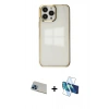 MARSİLYAN™- iPhone 13 Pro Max Kılıf Doruk Doku Prime - Siyah 3D Antistatik Cam Ekran Koruyucu + Rainbow Kamera Lens Koruma Cam - MI