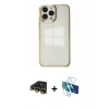MARSİLYAN™- iPhone 13 Pro Max Kılıf Doruk Doku Prime - Siyah 3D Antistatik Cam Ekran Koruyucu + Raze Metal Kamera Lens - GD