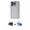 MARSİLYAN™- iPhone 13 Pro Max Kılıf Doruk Doku Prime - Siyah 3D Antistatik Cam Ekran Koruyucu + Raze Metal Kamera Lens - GD