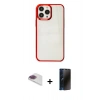 MARSİLYAN™- iPhone 13 Pro Max Kılıf Doruk Doku Prime - Siyah 3D Antistatik Hayalet Cam Ekran Koruyucu + Pers Alüminyum Kamera Lens - GI