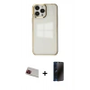 MARSİLYAN™- iPhone 13 Pro Max Kılıf Doruk Doku Prime - Siyah 3D Antistatik Hayalet Cam Ekran Koruyucu + Rainbow Kamera Lens Koruma Cam - KI