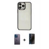 MARSİLYAN™- iPhone 13 Pro Max Kılıf Doruk Doku Prime - Siyah 3D Antistatik Hayalet Cam Ekran Koruyucu + Neon Fosforlu Kamera Lens - MI