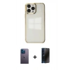 MARSİLYAN™- iPhone 13 Pro Max Kılıf Doruk Doku Prime - Siyah 3D Antistatik Hayalet Cam Ekran Koruyucu + Neon Fosforlu Kamera Lens - MI