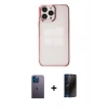 MARSİLYAN™- iPhone 13 Pro Max Kılıf Doruk Doku Prime - Siyah 3D Antistatik Hayalet Cam Ekran Koruyucu + Neon Fosforlu Kamera Lens - MI