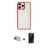 MARSİLYAN™- iPhone 13 Pro Max Kılıf Doruk Doku Prime - Siyah 3D Antistatik Hayalet Cam Ekran Koruyucu + Rainbow Kamera Lens Koruma Cam - MR