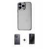 MARSİLYAN™- iPhone 13 Pro Max Kılıf Doruk Doku Prime - Siyah 3D Antistatik Hayalet Cam Ekran Koruyucu + Neon Fosforlu Kamera Lens - BZ