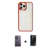 MARSİLYAN™- iPhone 13 Pro Max Kılıf Doruk Doku Prime - Siyah 3D Antistatik Hayalet Cam Ekran Koruyucu + Neon Fosforlu Kamera Lens - BZ