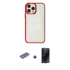 MARSİLYAN™- iPhone 13 Pro Max Kılıf Doruk Doku Prime - Siyah 3D Antistatik Hayalet Cam Ekran Koruyucu + Renkli Kamera Lens Koruma Cam - YL