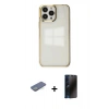 MARSİLYAN™- iPhone 13 Pro Max Kılıf Doruk Doku Prime - Siyah 3D Antistatik Hayalet Cam Ekran Koruyucu + Renkli Kamera Lens Koruma Cam - YL