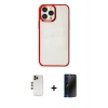 MARSİLYAN™- iPhone 13 Pro Max Kılıf Doruk Doku Prime - Siyah 3D Antistatik Hayalet Cam Ekran Koruyucu + Shine Kamera Lens - GD
