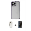 MARSİLYAN™- iPhone 13 Pro Max Kılıf Doruk Doku Prime - Siyah 3D Antistatik Hayalet Cam Ekran Koruyucu + Shine Kamera Lens - GD
