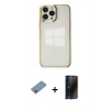 MARSİLYAN™- iPhone 13 Pro Max Kılıf Doruk Doku Prime - Siyah 3D Antistatik Hayalet Cam Ekran Koruyucu + Shine Kamera Lens Koruma Cam - GI