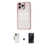 MARSİLYAN™- iPhone 13 Pro Max Kılıf Doruk Doku Prime - Siyah 3D Antistatik Hayalet Cam Ekran Koruyucu + Shine Kamera Lens - GD
