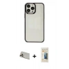 MARSİLYAN™- iPhone 13 Pro Max Kılıf Doruk Doku Prime - Siyah 6D Mat Seramik Hayalet Nano Ekran Koruyucu + Rainbow Kamera Lens Koruma Cam - REGD