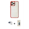 MARSİLYAN™- iPhone 13 Pro Max Kılıf Doruk Doku Prime - Siyah 6D Mat Seramik Hayalet Nano Ekran Koruyucu + Pers Alüminyum Kamera Lens - LT
