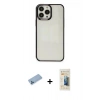 MARSİLYAN™- iPhone 13 Pro Max Kılıf Doruk Doku Prime - Siyah 6D Mat Seramik Hayalet Nano Ekran Koruyucu + Shine Kamera Lens Koruma Cam - MI
