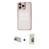 MARSİLYAN™- iPhone 13 Pro Max Kılıf Doruk Doku Prime - Siyah 6D Mat Seramik Hayalet Nano Ekran Koruyucu + Rainbow Kamera Lens Koruma Cam - MR