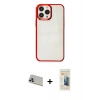MARSİLYAN™- iPhone 13 Pro Max Kılıf Doruk Doku Prime - Siyah 6D Mat Seramik Hayalet Nano Ekran Koruyucu + Rainbow Kamera Lens Koruma Cam - MR