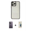MARSİLYAN™- iPhone 13 Pro Max Kılıf Doruk Doku Prime - Siyah 6D Mat Seramik Hayalet Nano Ekran Koruyucu + Neon Fosforlu Kamera Lens - BZ