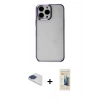 MARSİLYAN™- iPhone 13 Pro Max Kılıf Doruk Doku Prime - Siyah 6D Mat Seramik Hayalet Nano Ekran Koruyucu + Pers Alüminyum Kamera Lens - LT