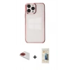 MARSİLYAN™- iPhone 13 Pro Max Kılıf Doruk Doku Prime - Siyah 6D Mat Seramik Hayalet Nano Ekran Koruyucu + Pers Alüminyum Kamera Lens - KI