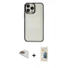 MARSİLYAN™- iPhone 13 Pro Max Kılıf Doruk Doku Prime - Siyah 6D Mat Seramik Hayalet Nano Ekran Koruyucu + Pers Alüminyum Kamera Lens - GD